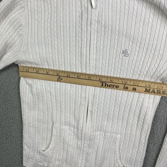 Lauren Ralph Lauren Ivory Cable-Knit Full-Zip Sweater Women's Size Petite/P - Picture 10 of 12